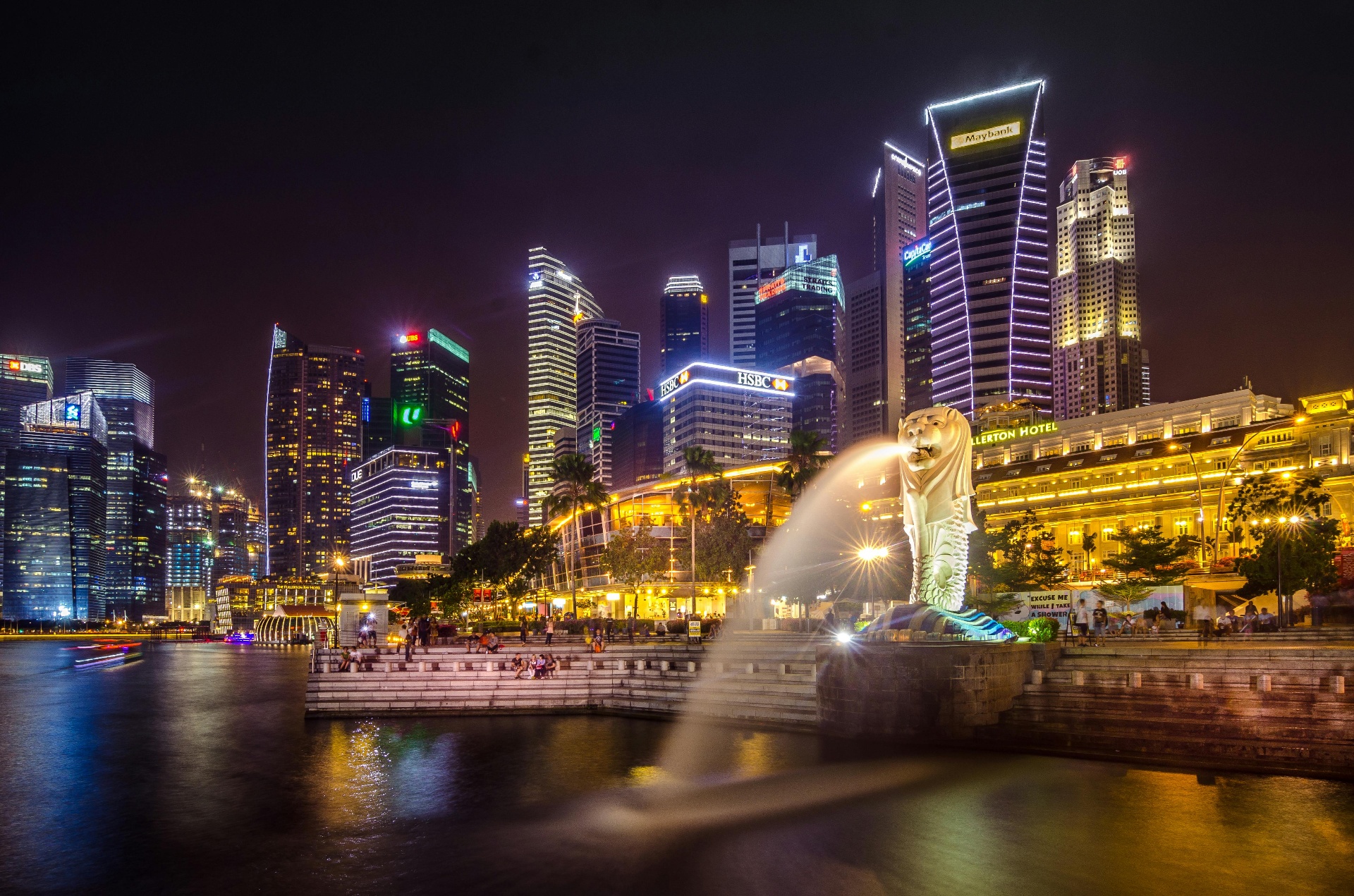 Singapore skyline at night